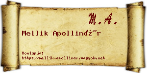 Mellik Apollinár névjegykártya